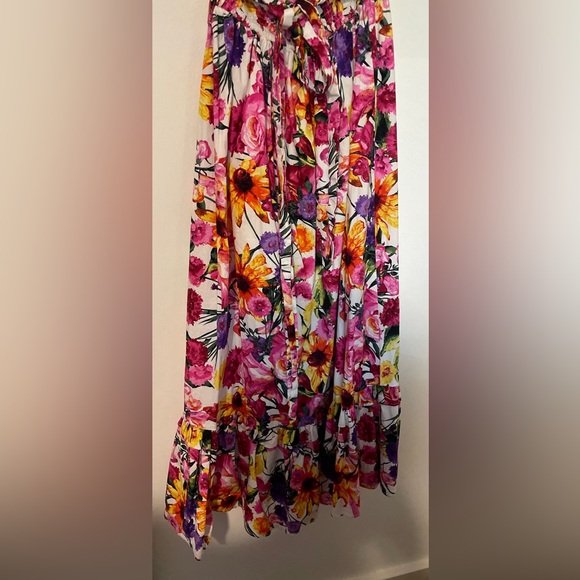 Buddy Love Pink and Orange Ruched Puff Sleeve Sundress - Picture 6 of 7